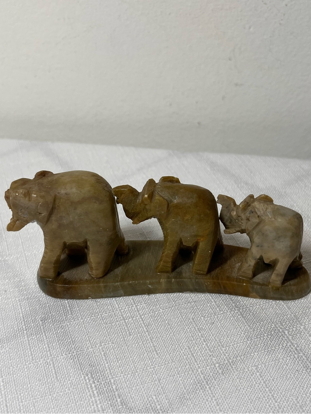 Carved Stone Elephants Family Figurine
3 Elephants on Base